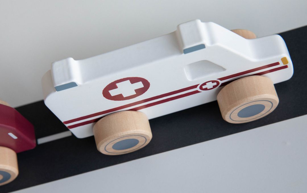 Emergency vehicles 3-piece set, wood