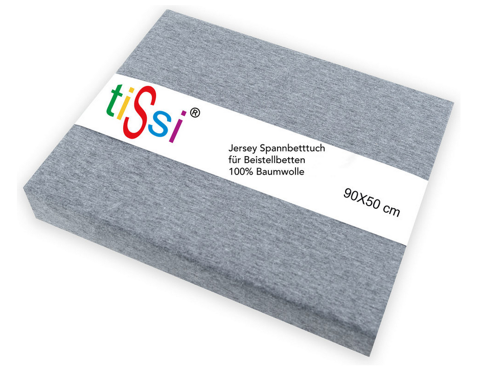 Fasting bed sheet side bed 90 x 50 cm maxi box spring gray | tissi