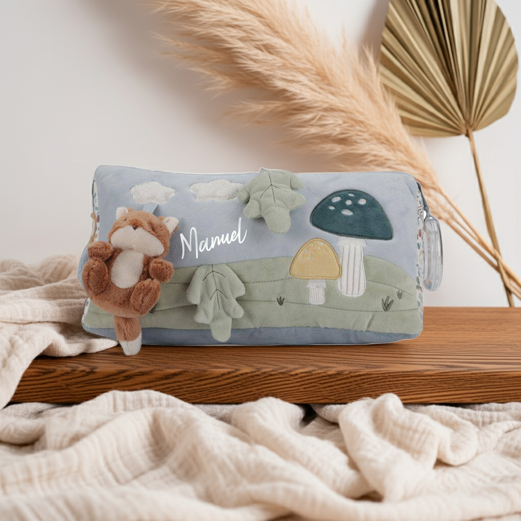 Coussin d'activités triangulaire motricité Forest Friends
