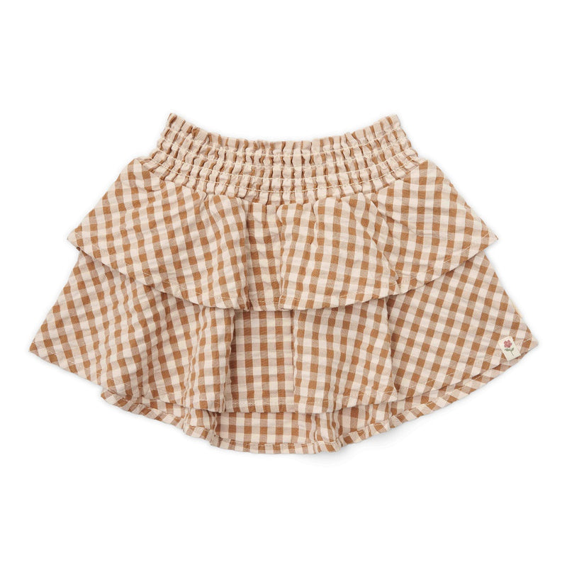 Jupe à carreaux marron - Little Farm | Little Dutch