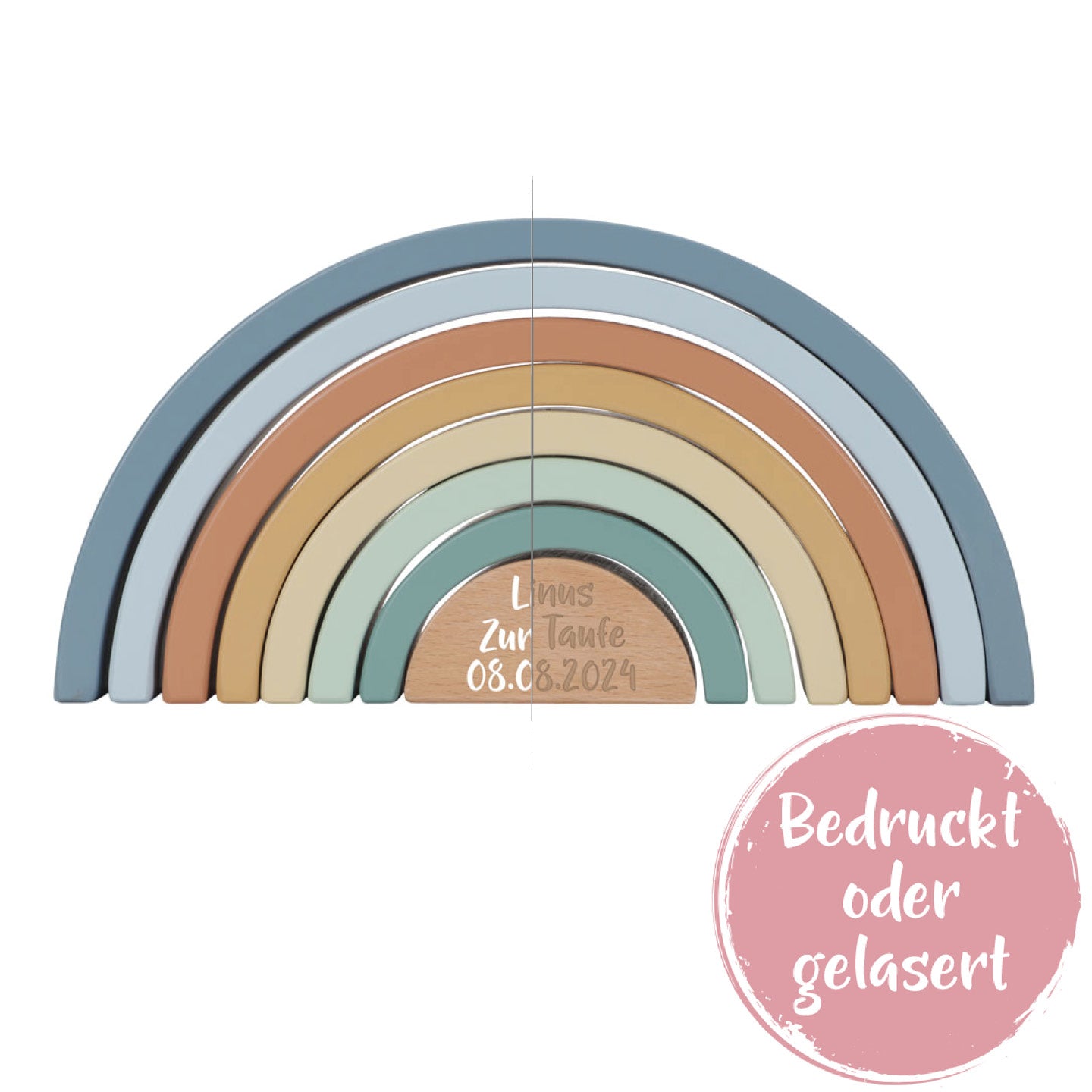 Tour à empiler personnalisée Arc-en-ciel Amis de la Forêt - Cadeau de baptême