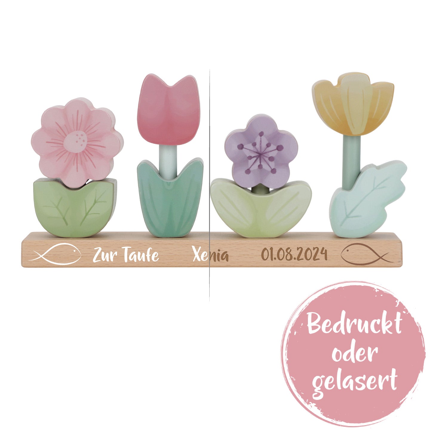Stacked Flowers Fairy Garden "For Baptism"