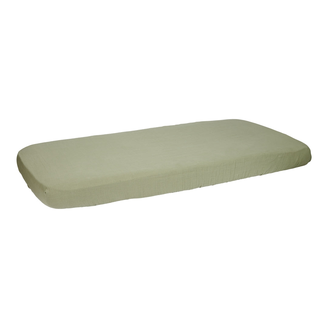 Spannbettlaken Musselin 70 x 140/150 - Pure Olive | Little Dutch