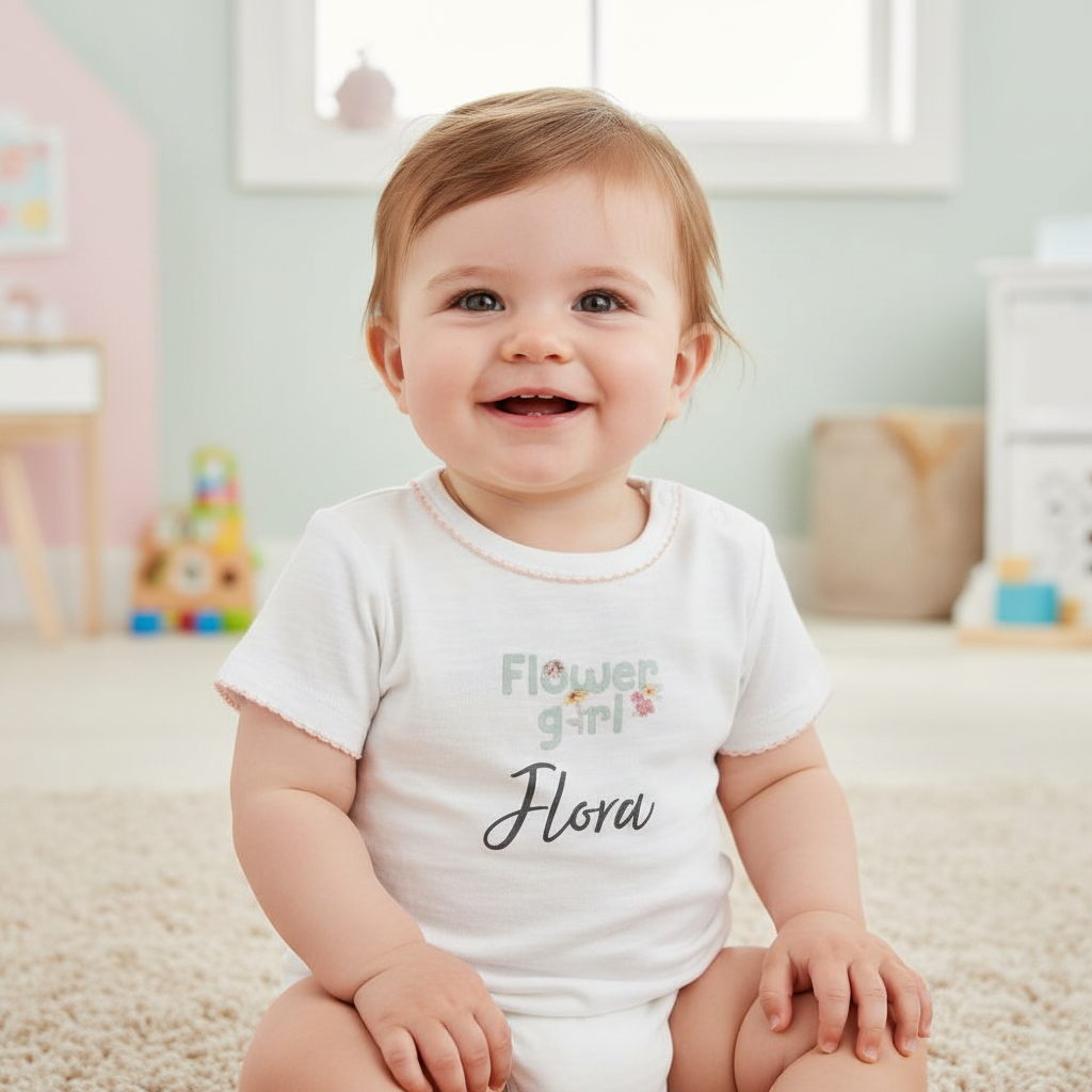 T-Shirt Flower Girl White – Kids' T-Shirt with Floral Motif