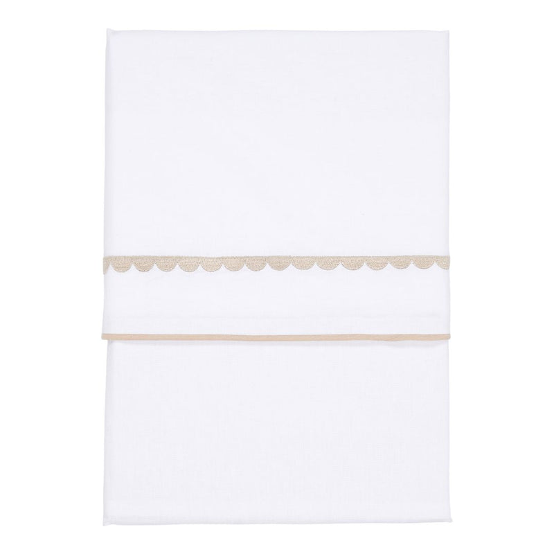 Children's bed sheet beige rounded embroidered 110 x 140 cm | Little Dutch