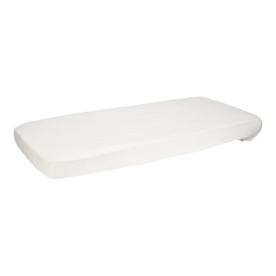 Fitted sheet muslin crib soft white 40 x 80 cm | Little Dutch