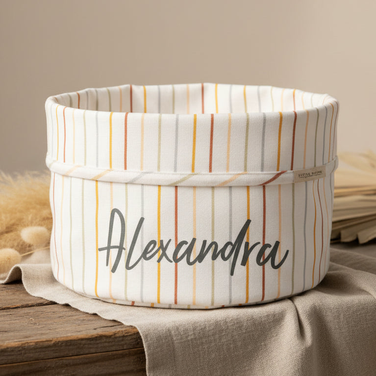 Nursing basket Vintage Sunny Stripes, round | Little Dutch