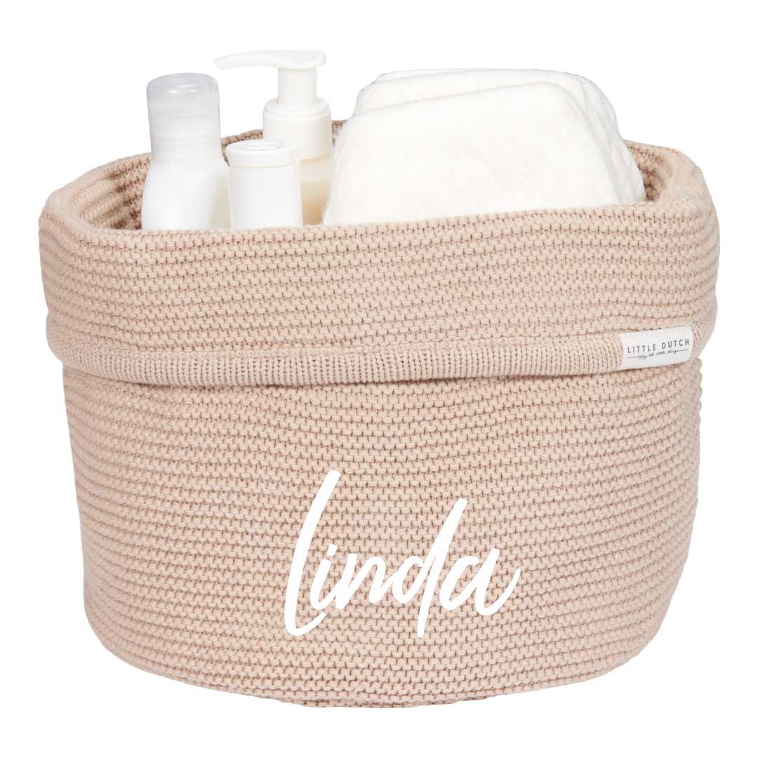 Panier d'allaitement rond, tricoté, beige | Little Dutch
