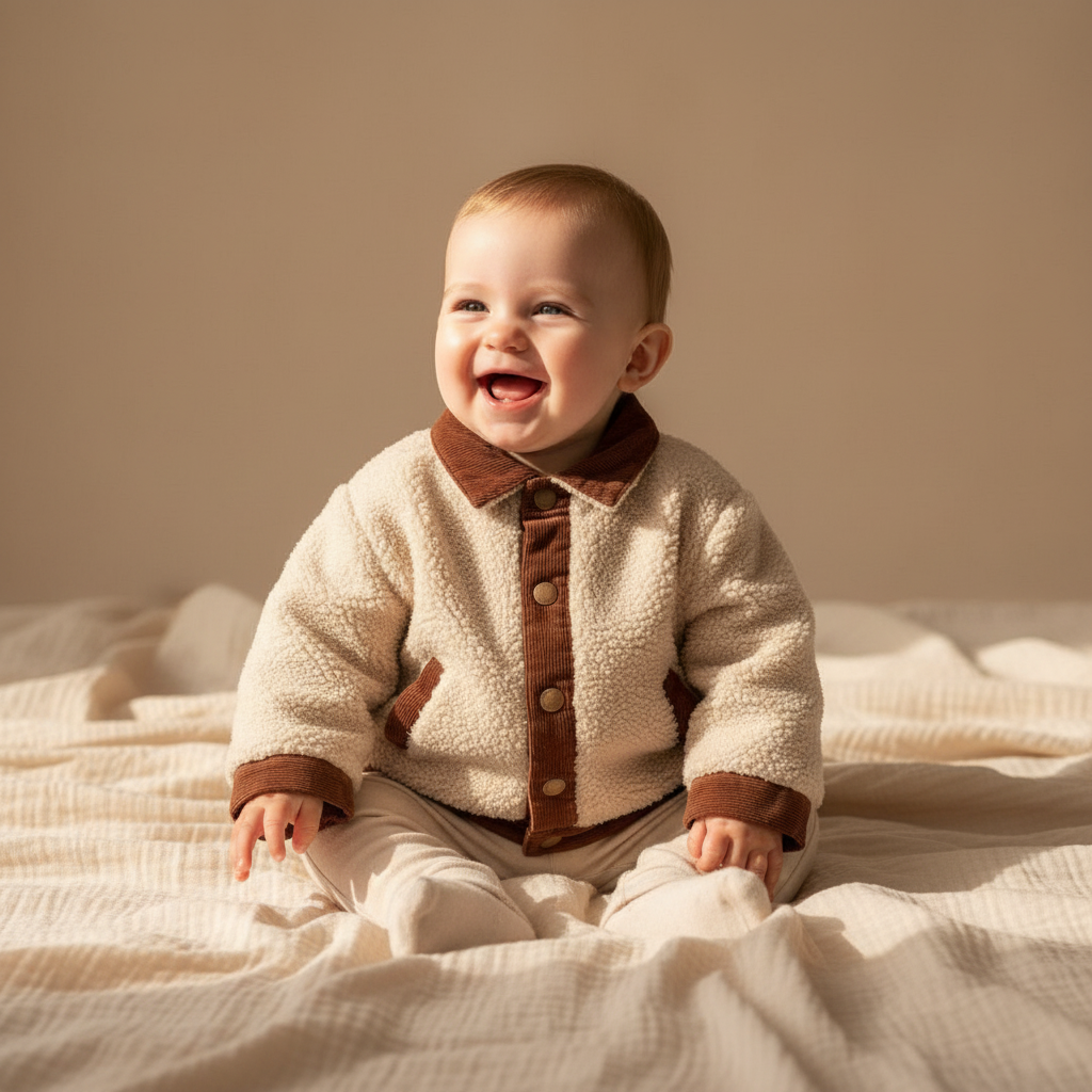 Reversible Jacket Brown Sand for Babies and Children