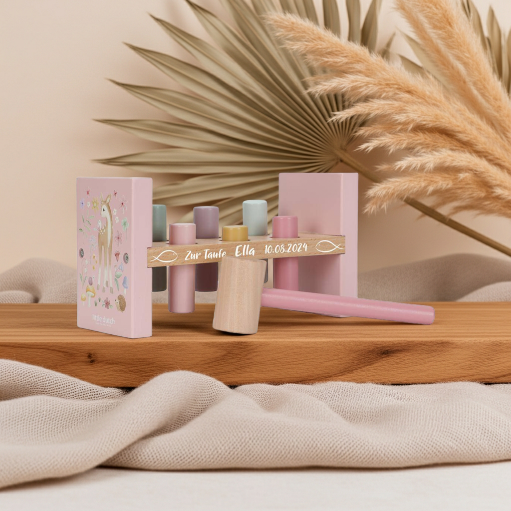 Hammerbank Fairy Garden aus Holz – Geschenk zur Taufe | Schmatzepuffer