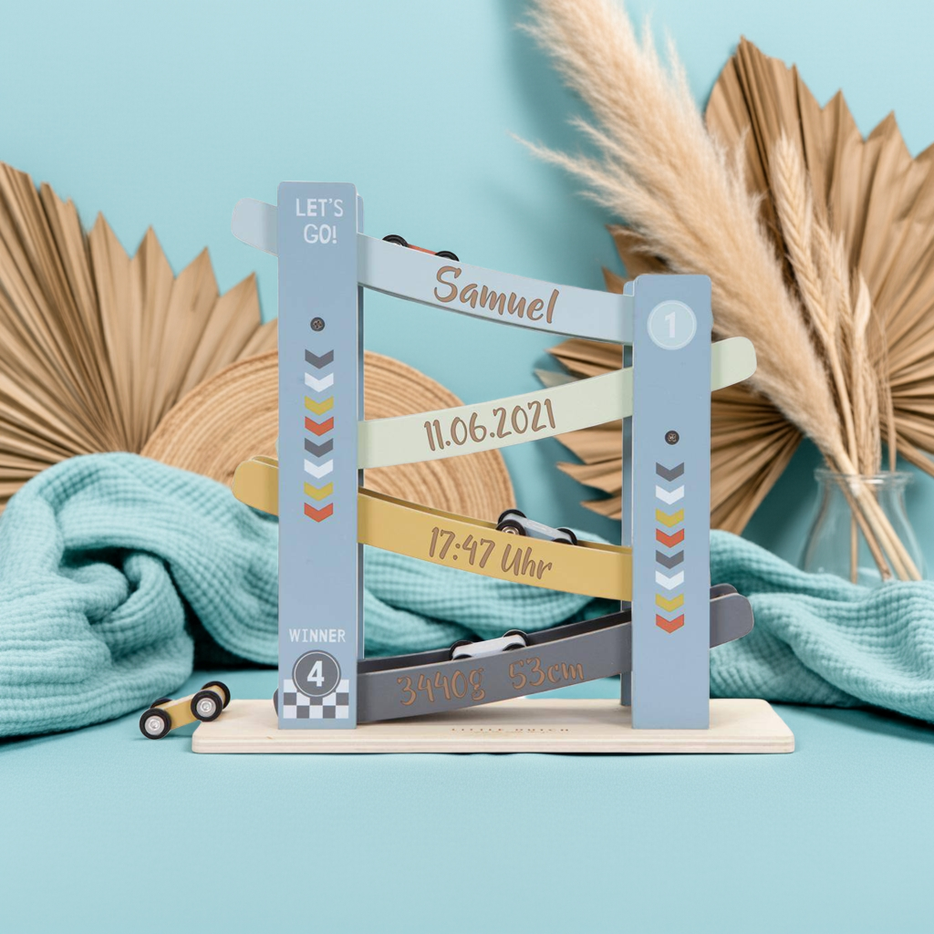Personalized marble run for birth – unique gift with name