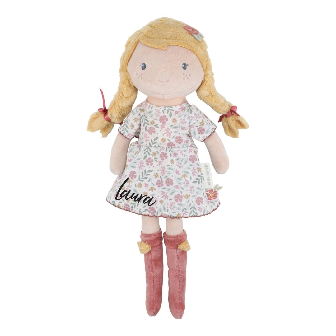 Personalisierte Stoffpuppe Julia 35 cm als weiche Kuschelpuppe fuer Kinder zum Spielen und Kuscheln