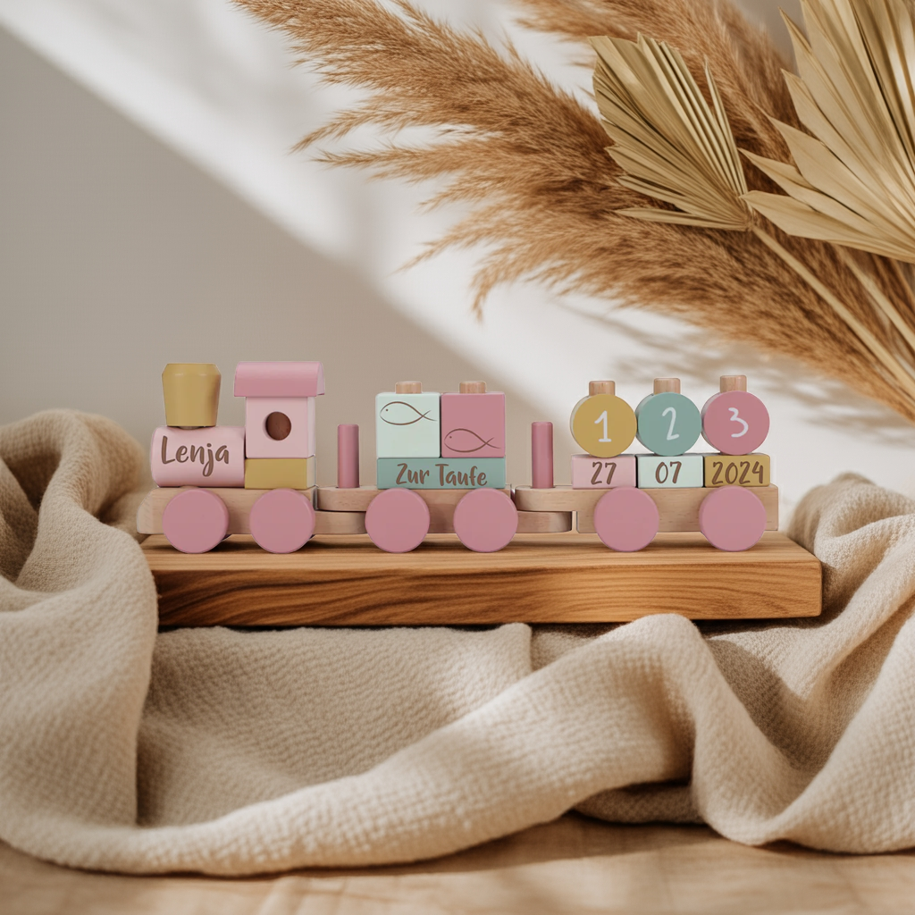 Personalized Wooden Fairy Garden Train - Christening Gift