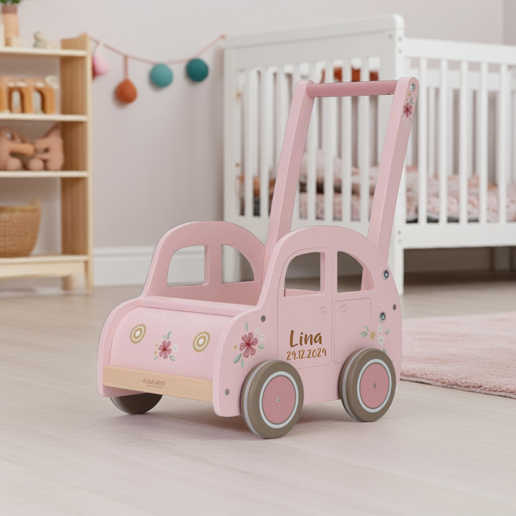 Laufwagen Pink personalisierbar mit Namen & Geburtsdatum